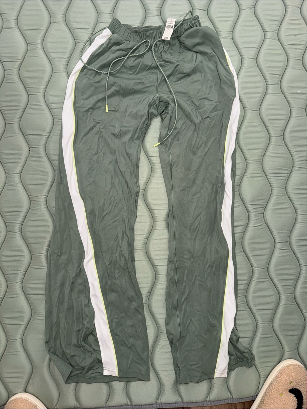 Offline super stretchy Olive Green Track Pants with White Side Stripe